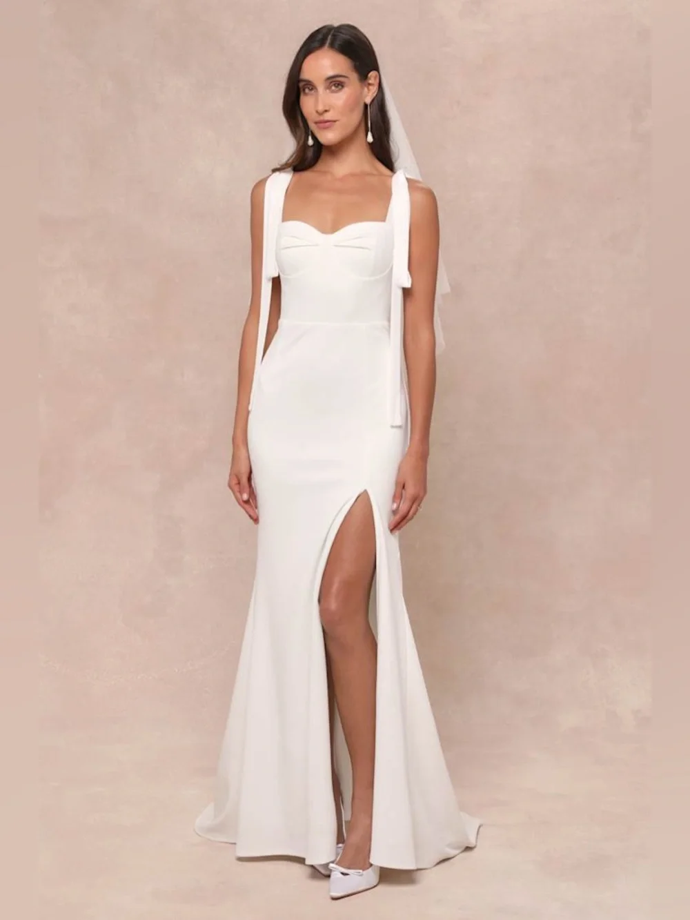 Lulus Splendid Love White Bustier Tie-Strap Mermaid Maxi Dress Size L